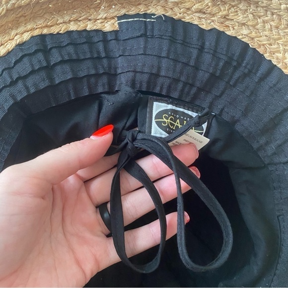 Scala | Women's Boho Beachy Black Tan Adjustable Sun Hat Vacation Beach Pool - Picture 4 of 9